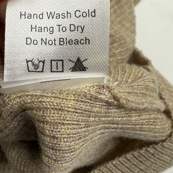 Tuckernuck Sweater Womens Size M Medium Lace Collar/Cuffs Nylon/Wool Tan Beige - Picture 7 of 8